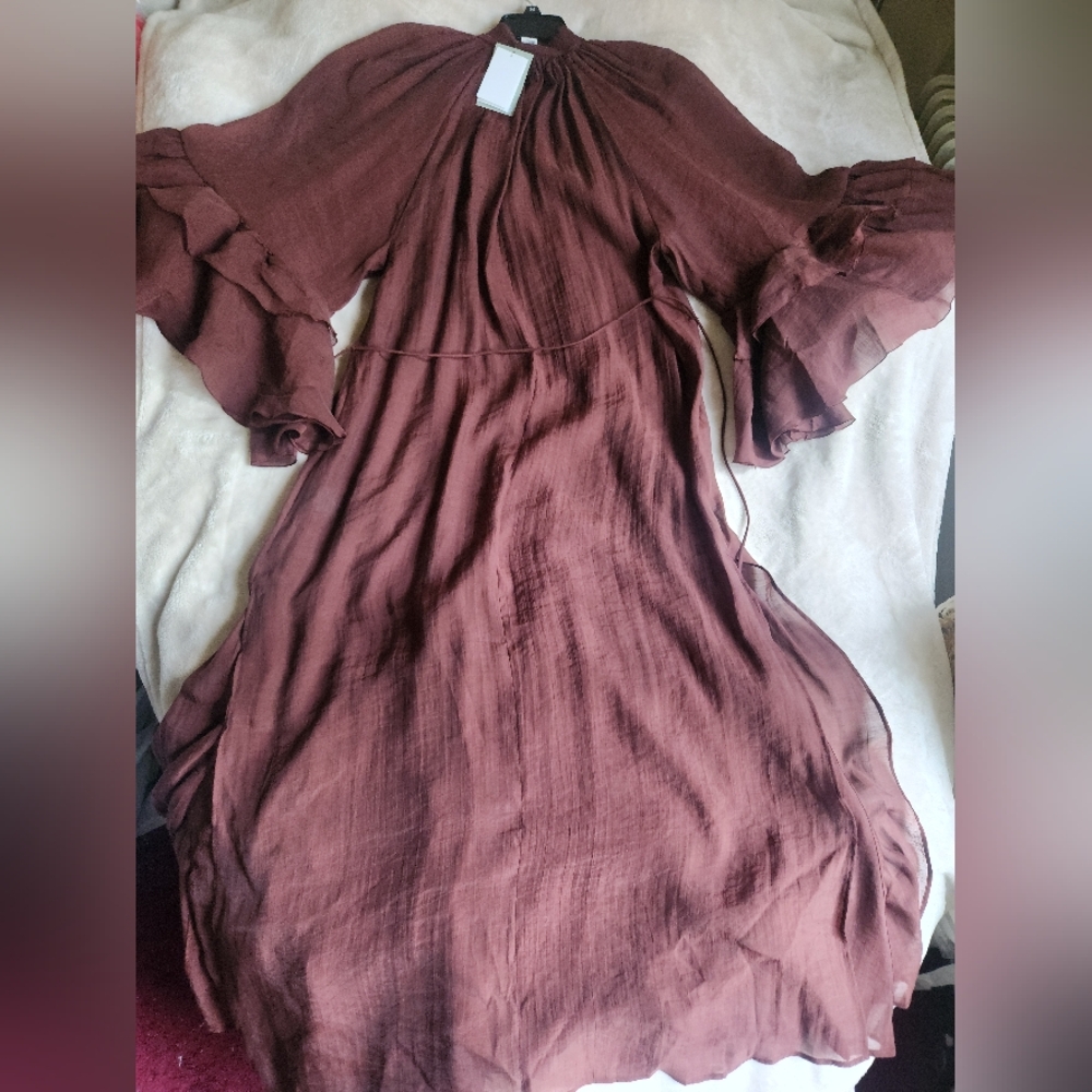 H&m flounced Maxi dress h&m edition ruffled dark red-brown. - Picture 9 of 10